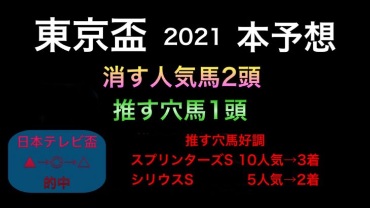 【競馬予想】　地方交流重賞　東京盃　2021 予想