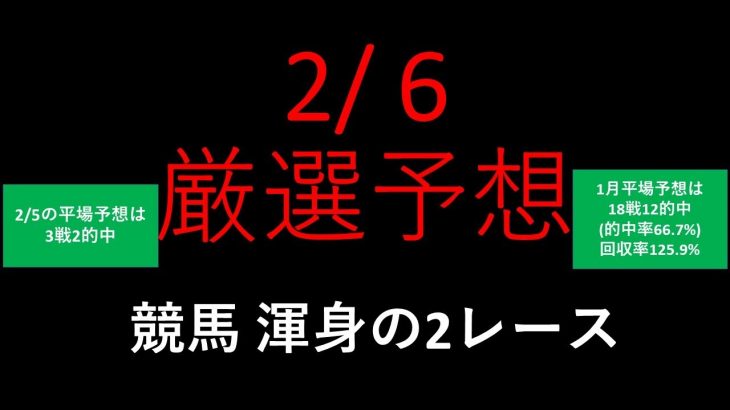 【競馬予想】2022 2/6厳選予想【平場予想】